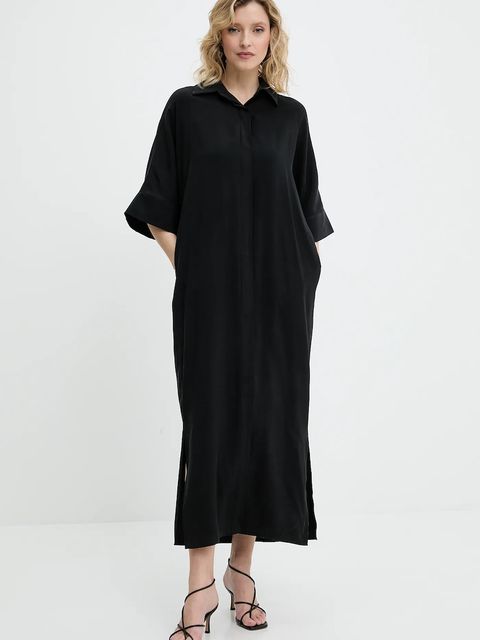 Answear.LAB sukienka kolor czarny midi oversize