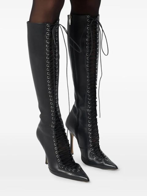 Blumarine lace-up pointed-toe boots - Black - zdjęcie produktu nr 2