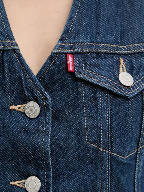 Levi's kamizelka jeansowa LOOSE VEST H125 kolor granatowy jednorzędowa 001T9
