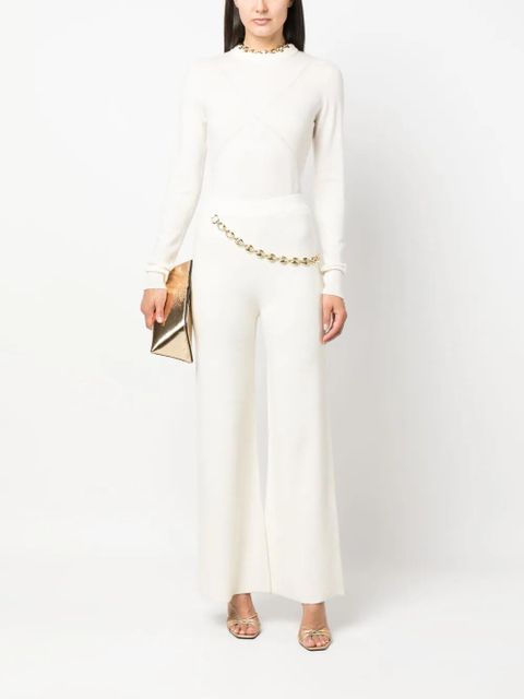 Rabanne chainmail-detail wool-cashmere trousers - White - zdjęcie produktu nr 2