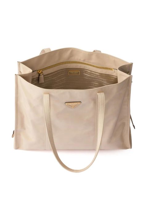 Prada large leather tote bag - Neutrals