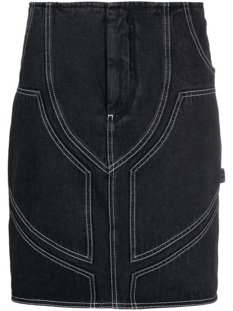 Off-White contrast-stitch denim skirt - Black - zdjęcie produktu nr 1
