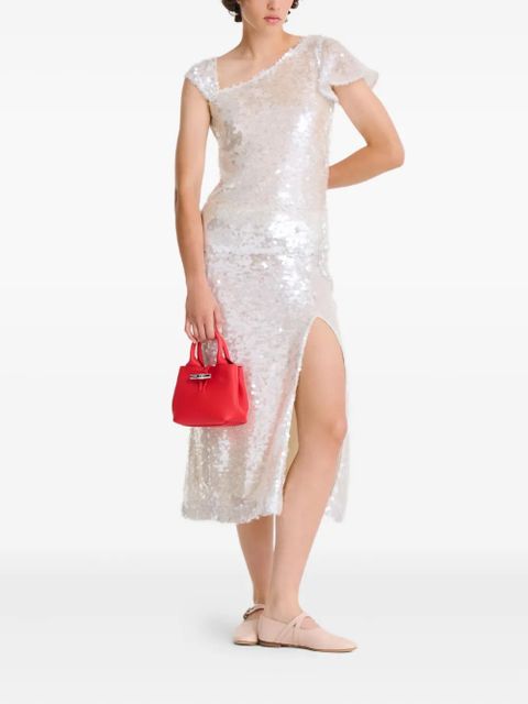 Longchamp mini Le Roseau grained-leather tote bag - Red