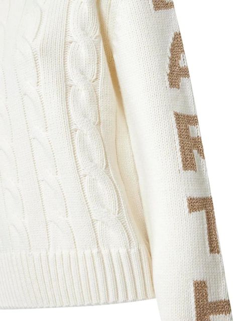 MC2 Saint Barth cable-knit lettering sleeves sweater - White