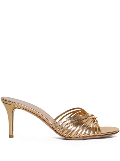 Gianvito Rossi leather-trimmed knotted mules - Gold - zdjęcie produktu nr 1