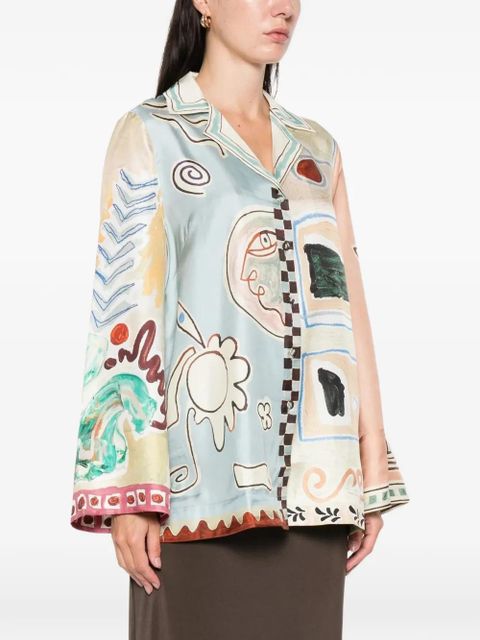 ALEMAIS Michelle graphic-print shirt - Blue