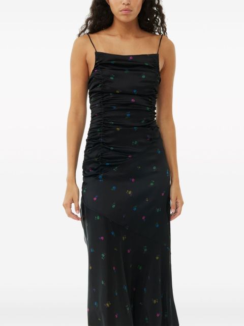 GANNI ruched slip dress - Black