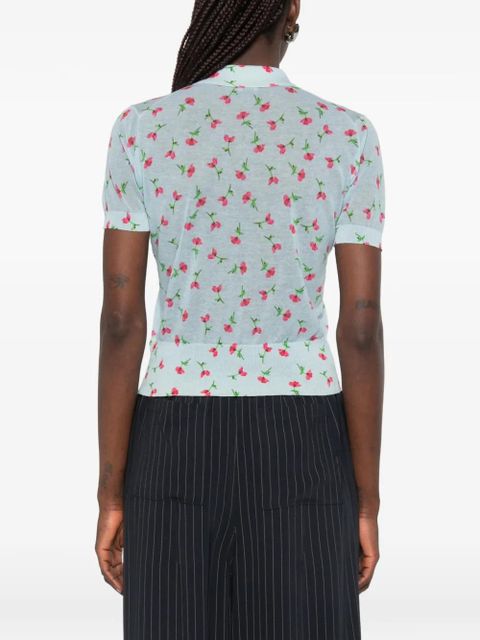 Jil Sander floral polo top - Blue