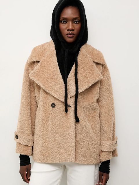 Answear.LAB kaptur z wełną merino kolor czarny