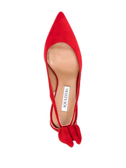 Aquazzura Bow Tie 85mm suede pumps - Red - zdjęcie produktu nr 2