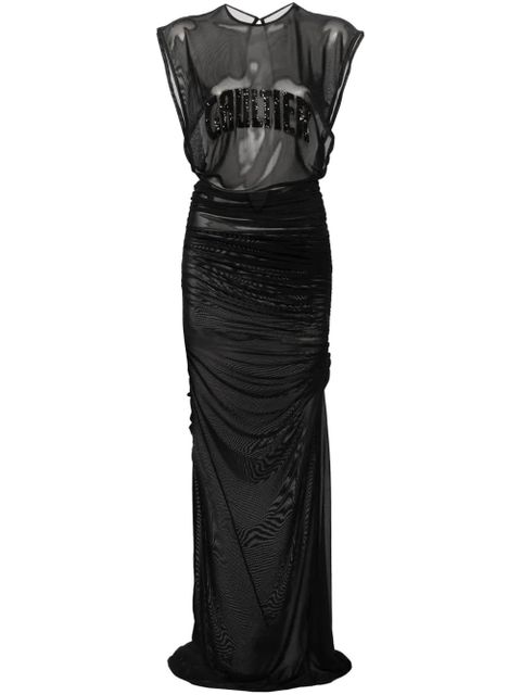 Jean Paul Gaultier logo-embroidered mesh maxi dress - Black - zdjęcie produktu nr 1