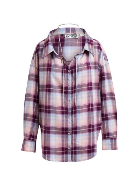 Essentiel Antwerp plaid-pattern rhinestone-embellishment shirt - Purple - zdjęcie produktu nr 1
