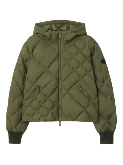 Burberry Delley check-stitch hooded puffer jacket - Green - zdjęcie produktu nr 1