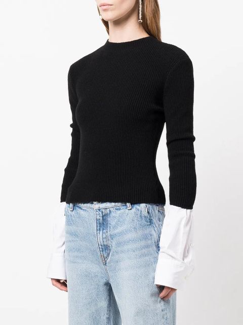 Alexander Wang fine-ribbed contrasting-cuffs jumper - Black - zdjęcie produktu nr 2