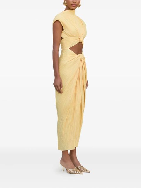 Cult Gaia knot-detail pleated midi dress - Yellow - zdjęcie produktu nr 2