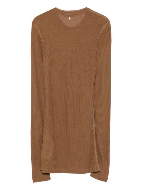 AMI Paris ribbed henley top - Brown