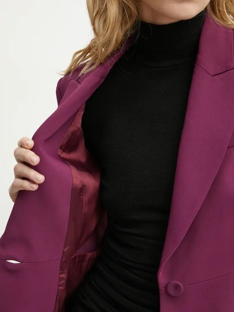 Pinko marynarka kolor fioletowy jednorzędowa gładka 104072 A243