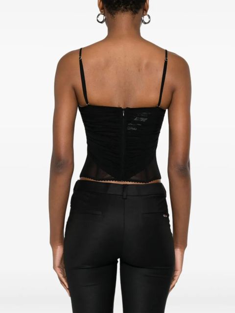 Blumarine ruched mesh top - Black