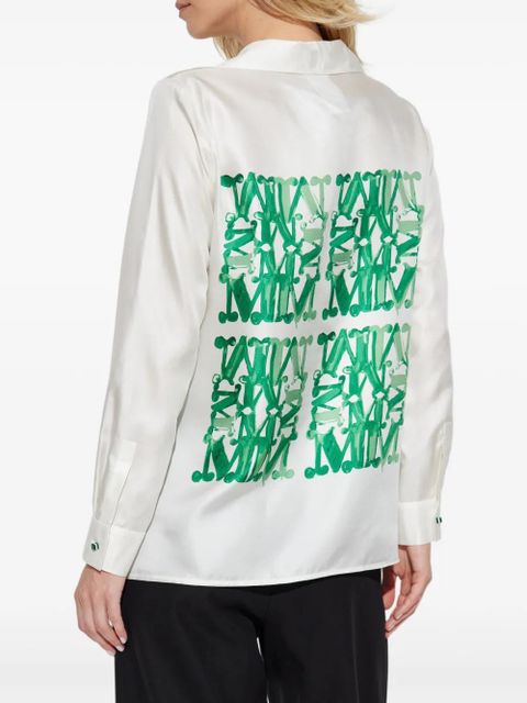 Max Mara monogram-print button-up shirt - White