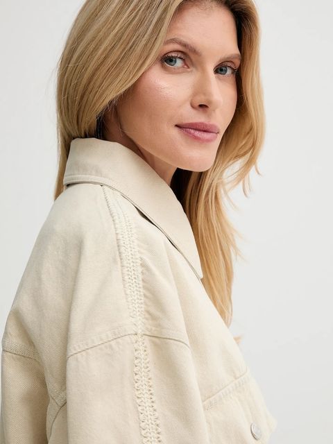 Nanushka koszula jeansowa damska kolor beżowy relaxed z kołnierzykiem klasycznym NW25PFJK13873