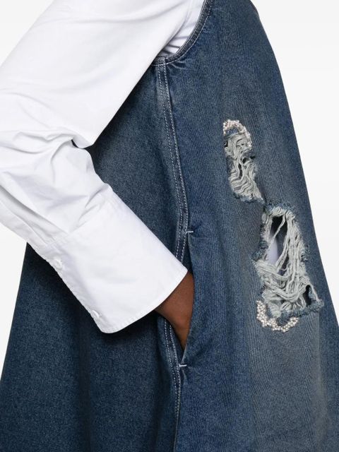 Simone Rocha distressed-effect denim mini dress - Blue