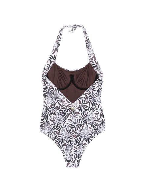 TWINSET botanical-print halterneck swimsuit - White - zdjęcie produktu nr 2