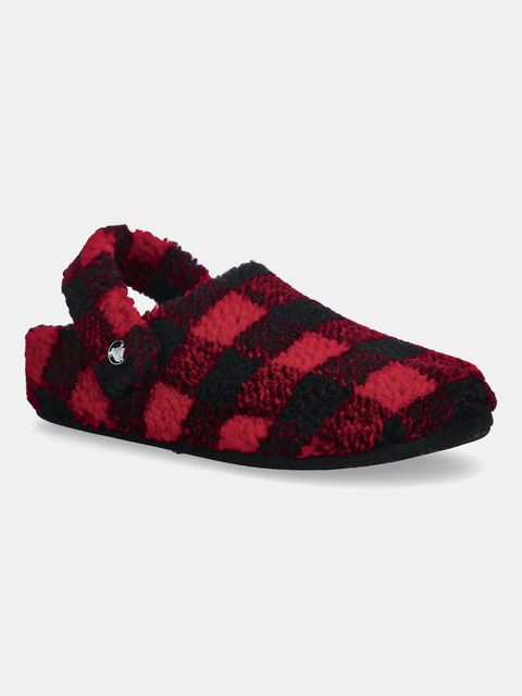 Crocs kapcie Classic Buff Check Cozzzy Slipper kolor czerwony 210755 - zdjęcie produktu nr 1