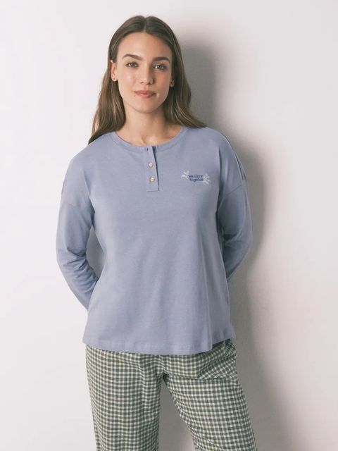 women'secret komplet piżamowy bawełniany damska kolor niebieski bawełniana 3592478