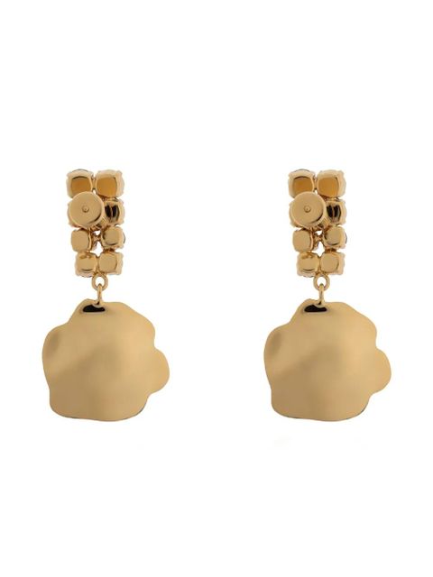 Marni crystal-embellished flower-motif drop earrings - Gold