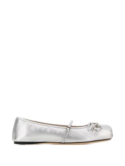 Gucci horsebit-embellishment leather ballet flats - Silver - zdjęcie produktu nr 1