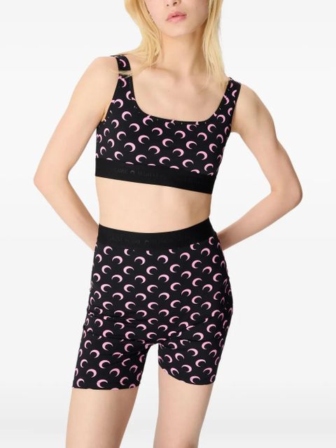 Marine Serre moon-printed jersey sports bra - Black - zdjęcie produktu nr 2