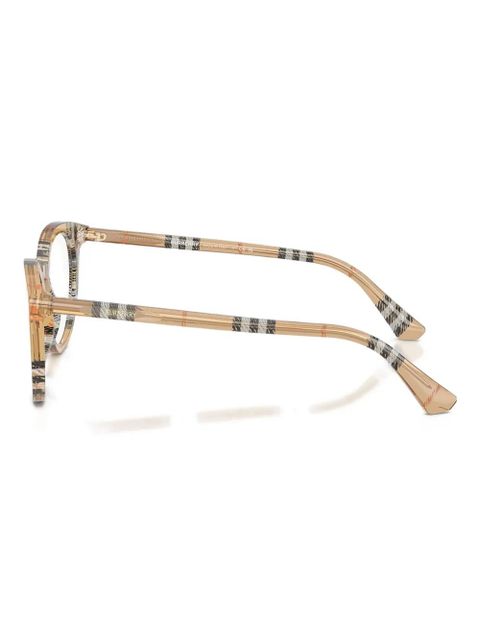 Burberry Eyewear checked-pattern round glasses - Neutrals - zdjęcie produktu nr 2