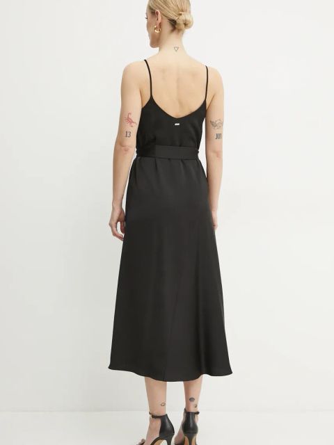 Armani Exchange sukienka kolor czarny midi rozkloszowana XW000153 AF10840