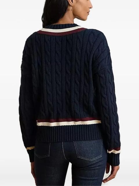 Lauren Ralph Lauren cable knit V-neck sweater - Blue