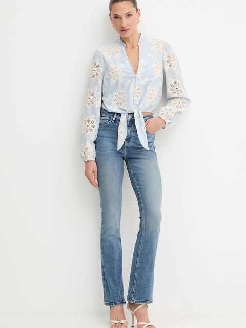 Guess koszula bawełniana HAZEL damska kolor niebieski relaxed ze stójką W5YH1B WHEO0 - zdjęcie produktu nr 2