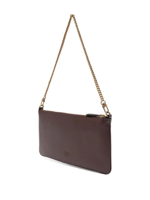 PINKO chain logo clutch bag - Brown