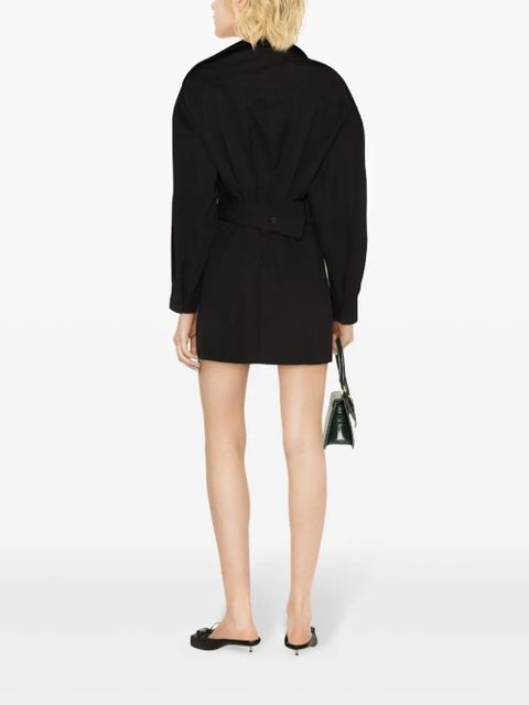 Jacquemus asymmetric-neck shirt minidress - Black
