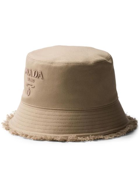 Prada logo-embroidered bucket hat - Neutrals - zdjęcie produktu nr 1