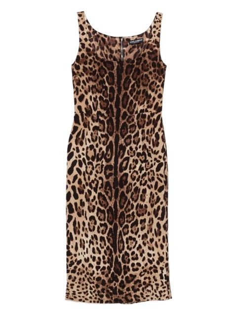 Dolce & Gabbana animal-print sleeveless midi dress - Brown - zdjęcie produktu nr 1