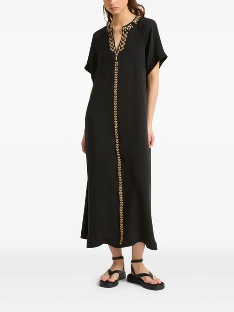 Yves Salomon embroidered silk dress - Black