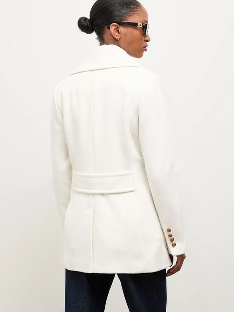 Answear Lab płaszcz wełniany kolor biały przejściowy dwurzędowy - zdjęcie produktu nr 2