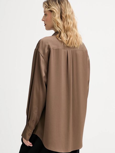 Filippa K koszula damska kolor brązowy relaxed z kołnierzykiem klasycznym 31633