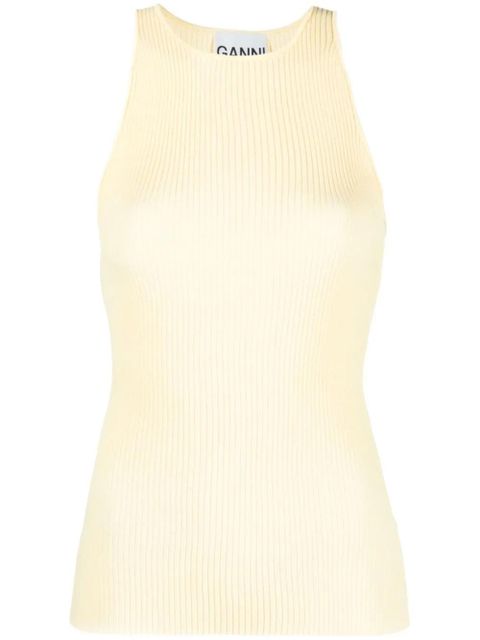 GANNI ribbed-knit tank top - Yellow - zdjęcie produktu nr 1