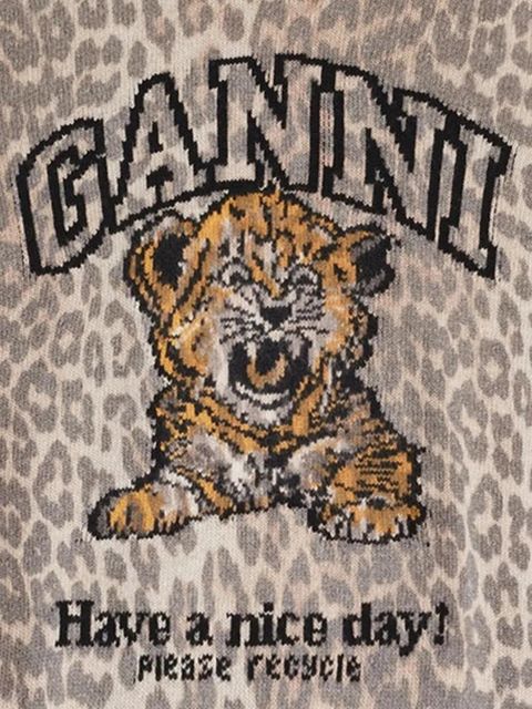 GANNI leopard-intarsia sweater - Neutrals - zdjęcie produktu nr 2