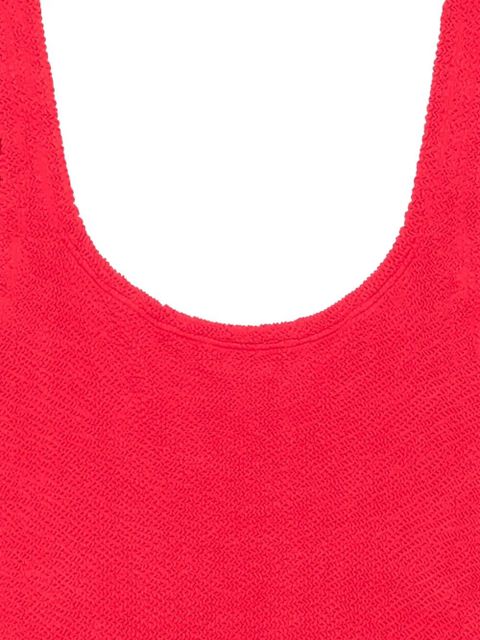 Hunza G crinkle-effect square-neck swimsuit - Red