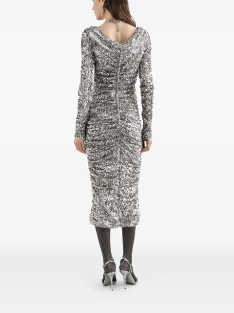 Dolce & Gabbana draped sequin midi dress - Silver