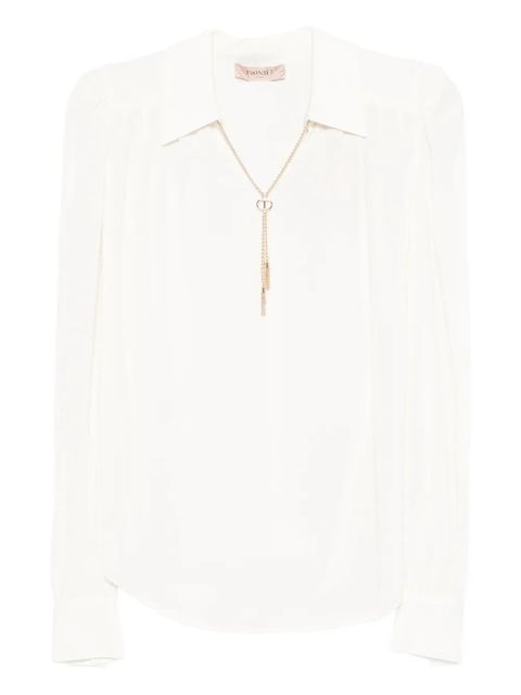 TWINSET chain-embellished polo blouse - White - zdjęcie produktu nr 1