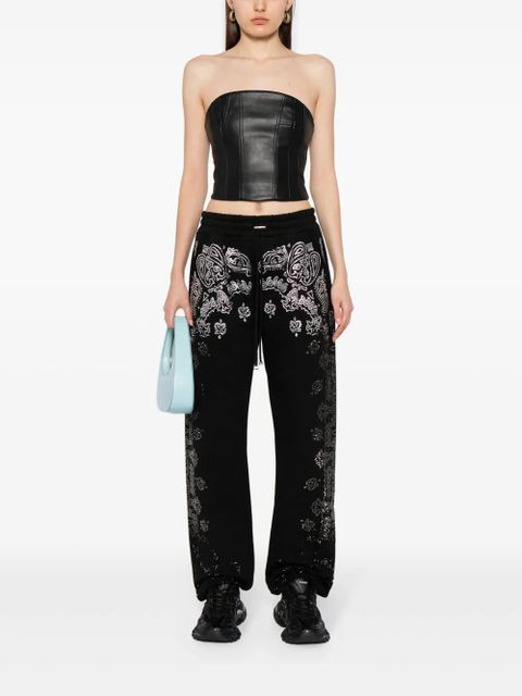 AMIRI crystal-embellished bandana track pants - Black