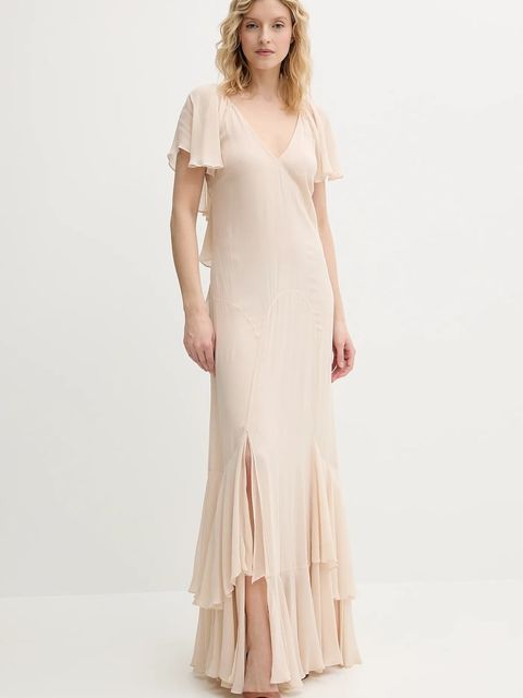 Twinset sukienka kolor beżowy maxi rozkloszowana 251TS2180 - zdjęcie produktu nr 1