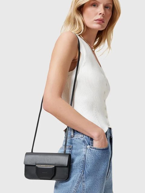 AllSaints torebka skórzana ANN kolor czarny W122XC